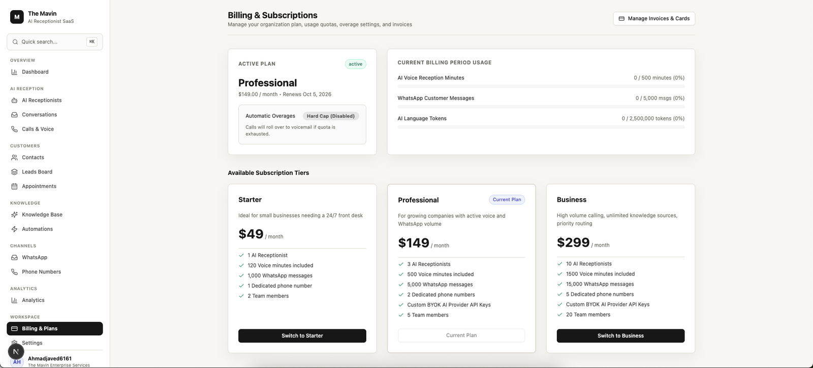 Multi-Tier SaaS Subscriptions & Quota Management